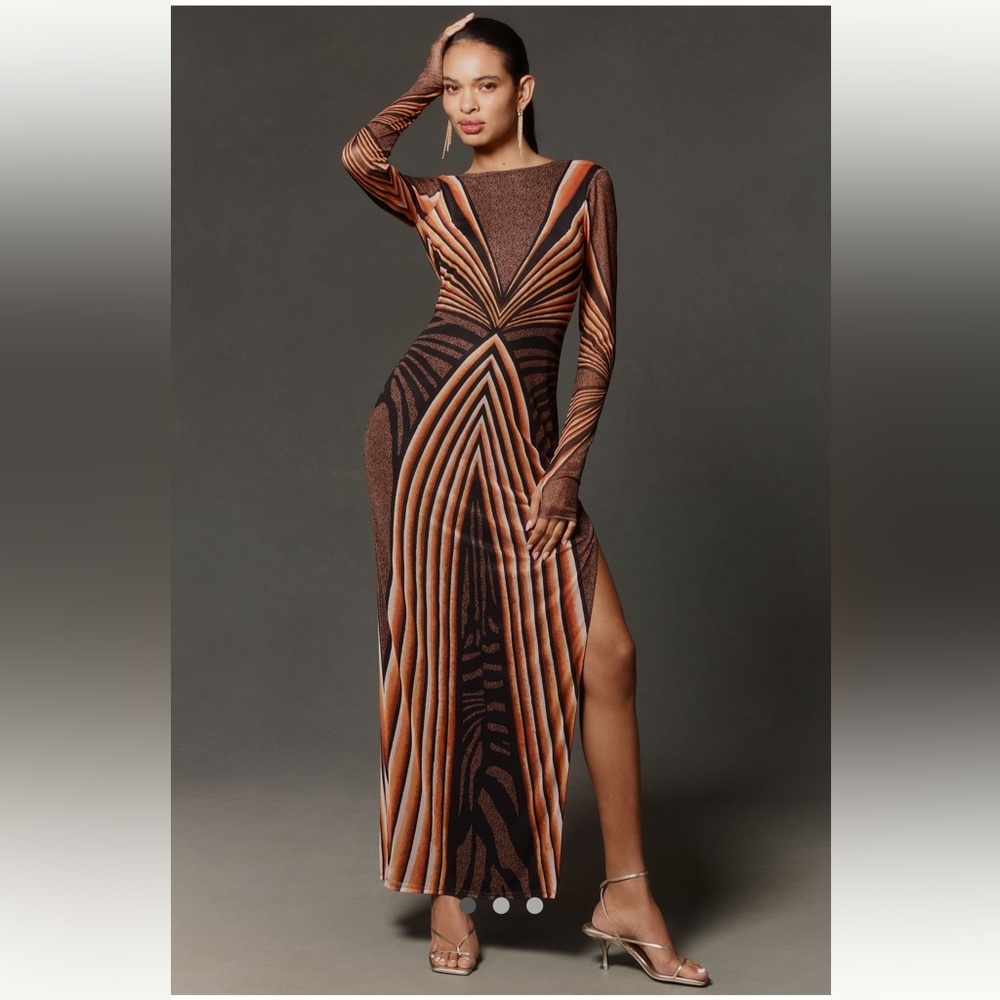 Anthropologie NWT AFRM Nettie Long Sleeve Mesh Maxi Dress